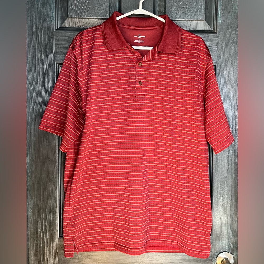 Grand Slam golf Red and Orange Striped Polo Shirt